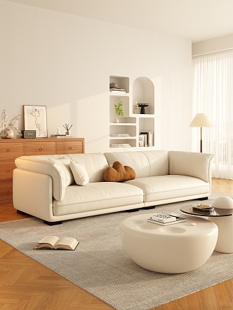 modern living room cream living room 3d model