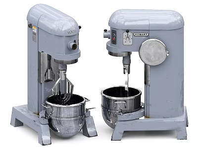 Large Commercial Kitchen Mixers With Stainless Steel Bowls And Stands 3d model