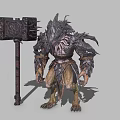 Fantasy Game and Movie Character With Spiked Armor And Giant Hammer