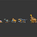Diverse Colorful Animal Figurines With Various Species And Reflective Surface