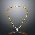 Elegant Gold Chain Necklace With V Shaped Design And Sparkling Diamond Pendant