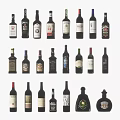 Collection of Stylish Glass Cups with Various Wine Bottles