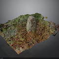 3D Terrain Model With Central Stone Pillar And Colorful Textured Surface