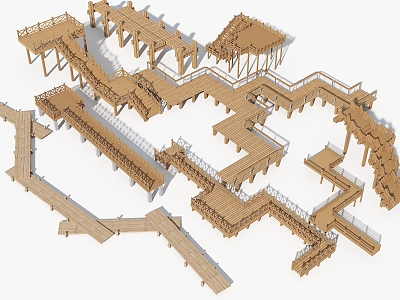 Wooden trestle Wooden platform Hydrophilic platform Watching Wooden trestle Wooden platform Watching platform Rest platform Landscape trestle Wooden curved bridge Waterside trestle 3d model