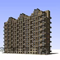 Modern High Rise Apartment Building Exterior Design With Balconies And Windows