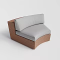 Modern Single Seater Sofa With Brown Woven Frame And Gray Comfortable Cushions 3d model