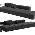 Modern Black Sectional Sofa With Minimalist Design Soft Cushions And Side Table 3d model