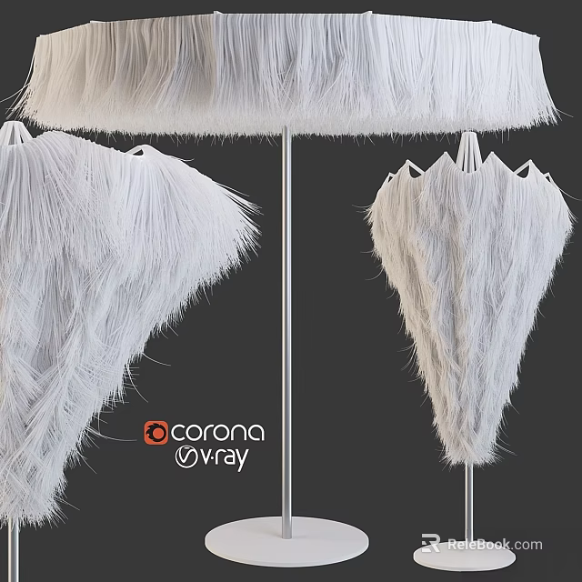White Feather Shaped Decorative Architectural Component With Soft Texture And Vray Rendering 3d model 