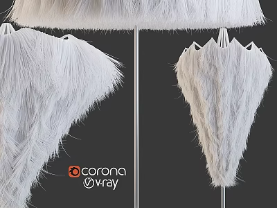 White Feather Shaped Decorative Architectural Component With Soft Texture And Vray Rendering 3d model