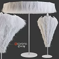 White Feather Shaped Decorative Architectural Component With Soft Texture And Vray Rendering