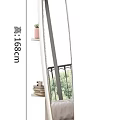 Modern Oval Mirror With White Shelves And Wooden Shoe Storage Stand