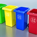 Public Waste Sorting Bins With Green Yellow Blue Red Colors for Classification 3d model