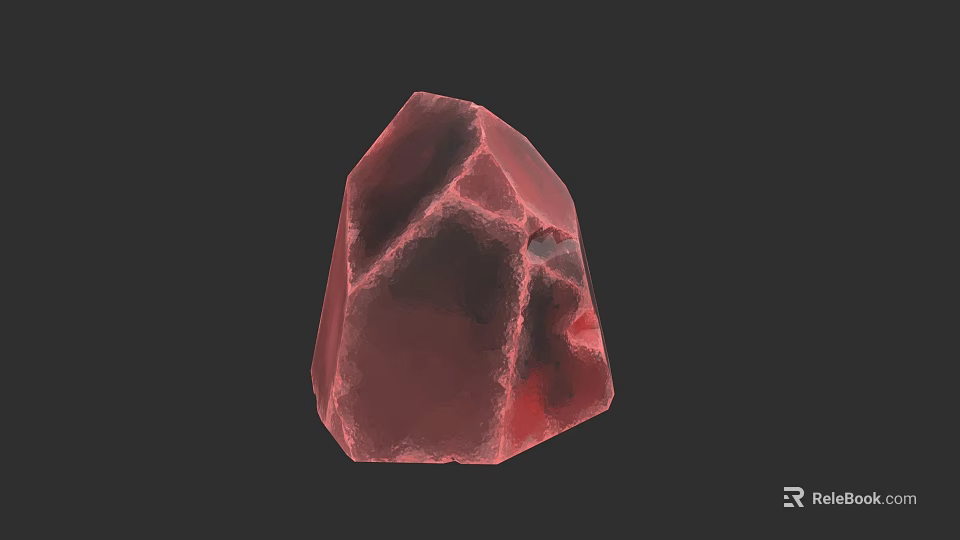 Natural Red Crystal With Detailed Surface Texture On Dark Background 3d model