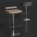 Modern Bar Stool With Chrome Metal Frame And Gray Fabric Seat