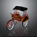 Vintage Red Tricycle With Black Canopy Classic Retro Design Features