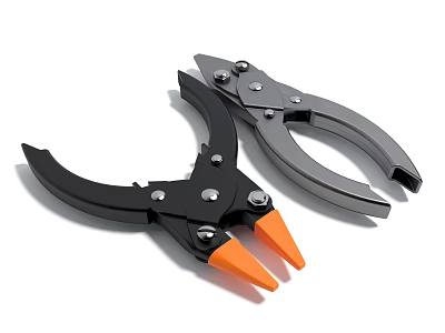 Professional Locking Pliers Tools With Black Orange Grips And Silver Metal Construction 3d model