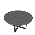Round Concrete Coffee Table With Black Metal Cross Legs Modern Minimalist Style
