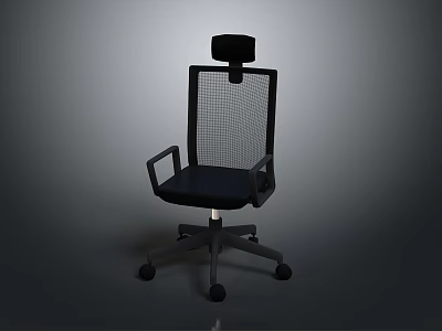 Ergonomic Office Chair With Mesh Backrest Adjustable Headrest Armrests And Wheeled Base 3d model