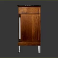 Classic Antique Wooden Cabinet With Marble Top Drawers Carved Details And White Legs