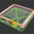 Modern Compact Network Device With White Perforated Top And Colored Indicators 3d model