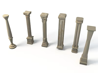 Various Roman Columns With Ornate Architectural Styles And Detailed Decorative Designs 3d model