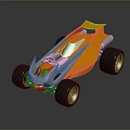 Orange Open Design Racing Car With Large Wheels And Streamlined Body