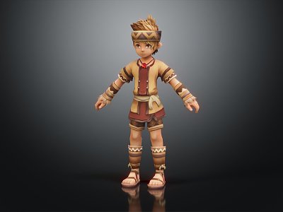 Modern game character kid little boy 3d model