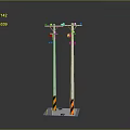 Safety Warning Poles With Black Yellow Stripes Top Brackets And Base Stand