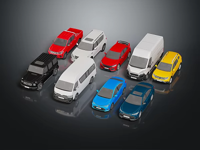 Various Colorful Toy Cars Including SUVs Vans And Sedans On 3d model