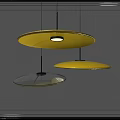 Modern Yellow And Transparent Round Pendant Lights Hanging From Ceiling 3d model