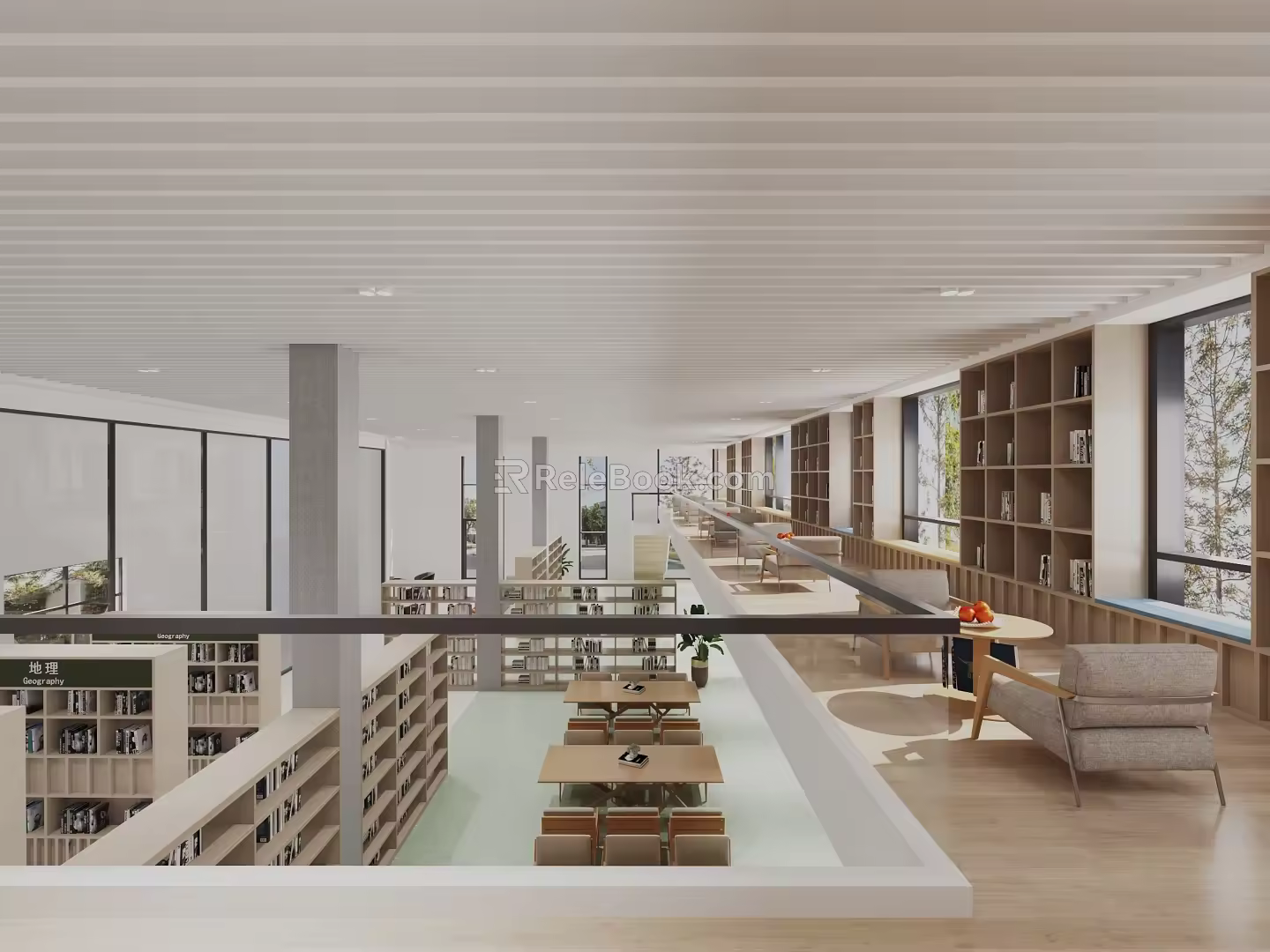 Modern Library Hall 3d model