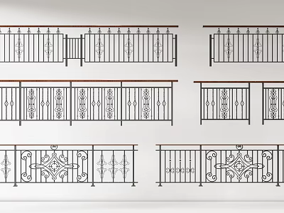 Different Stylish Railings Designs Featuring Intricate Patterns And Decorative Details 3d model