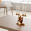 Elegant Golden Human Figure Candle Holder With White Candles For Table Decor