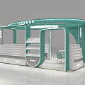 Modern Mall Store With Green Exterior Display Shelves Chair And Brand Signage