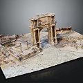 Ancient Architectural Model Featuring Arch Structure Stone Steps Ruins And Pavement 3d model