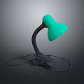 Turquoise Desk Lamp With Flexible Black Arm Clip Base And Long Cable 3d model