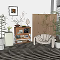 Middle Cream Style Single Sofa 3d model