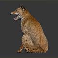 Realistic Orange Fox Sculpture Sitting With Open Mouth And Furry Texture