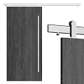 Modern Wooden Barn Door Design With Silver Metal Sliding Track System And Hardware