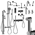 Modern Black Shower Faucet Set With Handheld Shower Rain Head And Taps