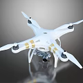 High Quality White Drone With Gold Stripes Four Propellers And Camera 3d model