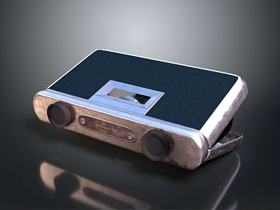 Sleek Computer Peripheral Design Featuring Black Panel Metal Casing And Circular Knobs 3d model