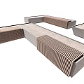 Modern Outdoor Chairs With Concrete Frame And Wooden Slats For Garden Seating