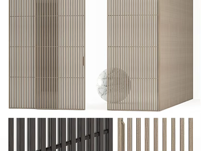 Modern Vertical Slat Sliding Doors With Wooden Texture And Multiple Color Choices 3d model