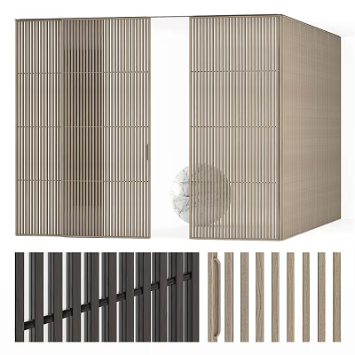 Modern Vertical Slat Sliding Doors With Wooden Texture And Multiple Color Choices 3d model