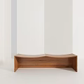 Modern Curved Walnut Stool Design In Minimalist White Room Setting 3d model
