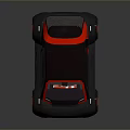 Futuristic Black and Red Compact Concept Car with Unique Design and Red Accented Wheels