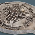 Ancient Stone Ruins With Circular Stone Walls And Scattered Blocks In Archaeological Site
