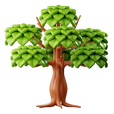 Unique 3D Arbor With Green Heart Shaped Leaves And Brown Trunk 3d model