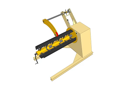 Industrial Material Handling Equipment With Yellow Structural Arms Black Roller Mechanism And Beige Base Frame 3d model